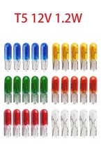 T5 12v 1.2w Halogen Lamp Instrument Lights Dashboard Bulbs 6 Colours