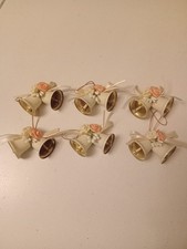 Set Of Vintage/Retro Style Cream Wedding Bell Favours/Small Hanging Decorations