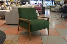 Green Accent Chair Wooden Arm