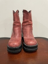 VTG London Underground Burgundy Platform Chunky Heel Boots Women’s Size 6.5-7.5