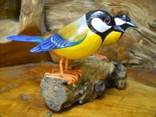 Carved Wooden TWO Garden Birds