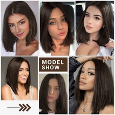 14" Dark Brown Bob Wig Short