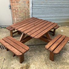 Heavy Duty 8-Seat Wooden Picnic Table – Perfect for Summer! ?