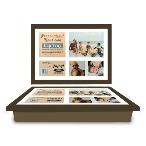 Brown personalised lap tray - brown,