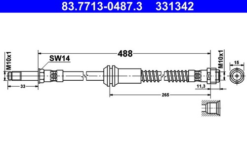 Brake hose ate 7713 - brake, 83.7713-0487.3