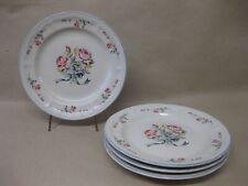 4 Crown Dynasty Plates ~ Pink Roses & Bows ~ 7 3/4" ~ 19.5 cm