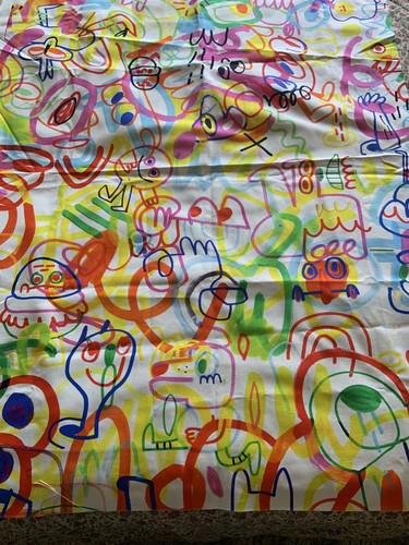 Large vibrant fabric - , remnant