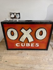 VINTAGE “OXO CUBES”   METAL LIGHT BOX ILLUMINATED 3D PERSPEX 17.5” L Kitchen