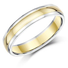 9ct Two Colour Wedding Ring Band Gold Court Shape Two Tone Rings Solid Gold