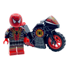 Spider- Man Minifigure on Motorbike Custom Movie Mini Figure & Bike Spiderman UK