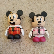 2x Disney Figures Mickey Mouse & Minnie Mouse Vinylmation Nerd Series 