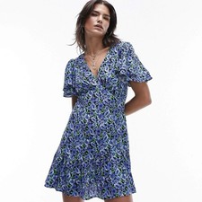 Topshop Bella Tea Dress Blue