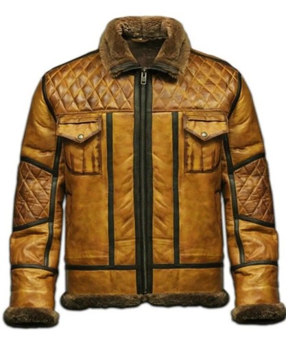 Men brown real sheepskin - brown,