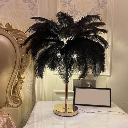 Ostrich feather table - feather, lamp