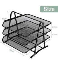 3Tier Office Filing Trays Holder A4 Document Letter Paper Mesh Storage [ BLACK ]