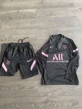 2022-23 PSG Long Sleeve Tracksuit Football Training Suit Black/Pink (S)