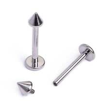 Titanium Internally Threaded Labret Stud 1.2mm Gauge in Silver with Cone