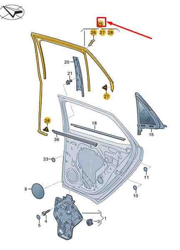 E11 window guide rear - vw,