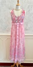 Vintage 1970's ST.MICHAEL Pink Floral Babydoll Night Dress Chemise Peignoir 10