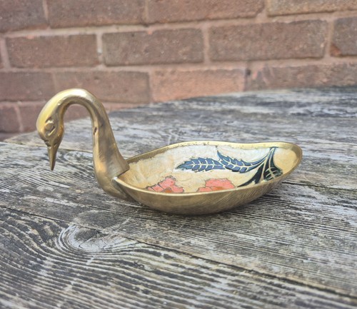 Vintage brass swan - vintage, trinket