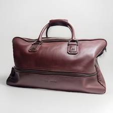 Ted Baker Burgundy Embossed Leather Holdall Travel Bag
