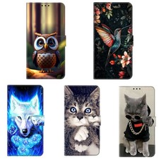 For Motorola Case Magnetic Flip Animals Leather Card Slot Stand LG Phone Covers