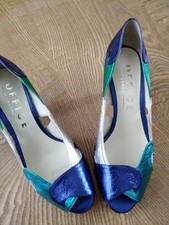 OFFICE SHOES FOIL EFFECT EU36 NEW SHADES OF BLUE GREEN SILVER HEELS WEDDING