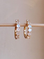 Rainbow moonstone hoop - moonstone,