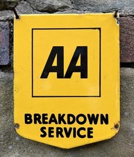 AA BREAKDOWN SERVICE VINTAGE AUTOMOBILE ASSOCIATION PORCELAIN ENAMEL LORRY SIGN