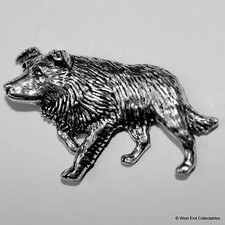 Border Collie Dog Pewter Pin Brooch -British Hand Crafted- Sheep Gift Present