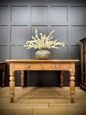 Antique Pine Dining Table / Victorian Kitchen Work Table / Rustic Farmhouse Desk
