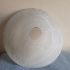 Large Vintage Glass Dome Lampshade White/Marbled Abstract Swirl Pattern 