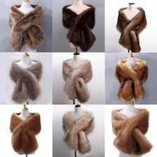 Women Faux Fur Long Shawl