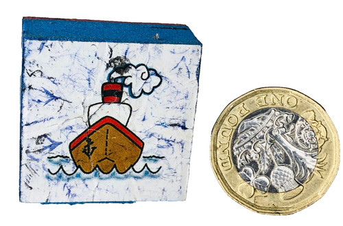 Ink stamp boat - boat, ship