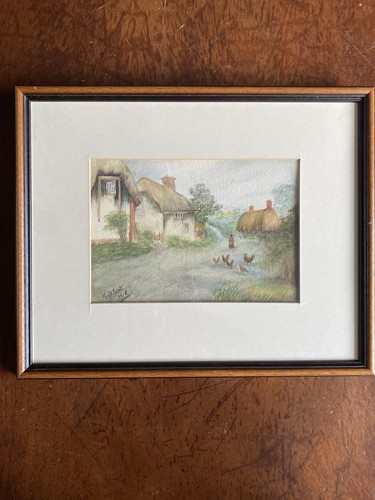 Framed vintage watercolour - framed,