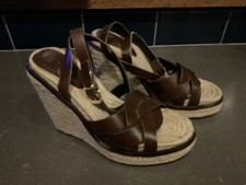 Zara Chocolate Brown Raffia Wedges Size UK 6 EU 39