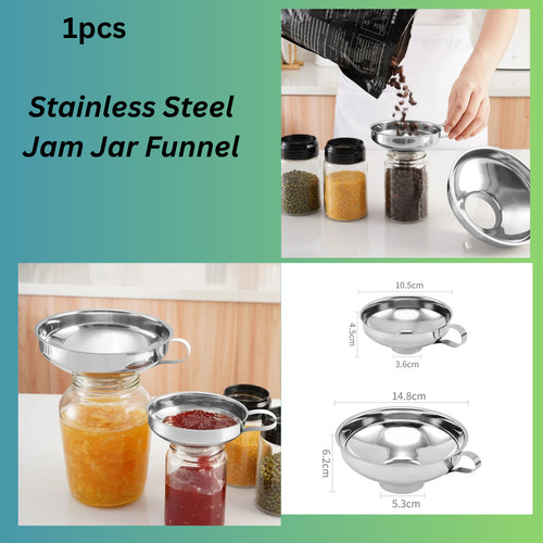 Stainless steel jam jar - steel, funnel