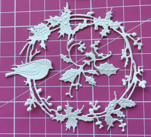 Bird holly wreath metal - wreath,