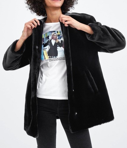 Zara black soft faux - soft, coat