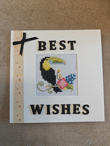 Handmade cross stitch card - cross,
