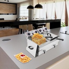 24L Commercial Electric Deep Fryer Fat Chip Twin Dual Tank Stainless Steel 6000W