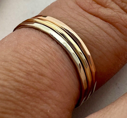 9ct trio gold hammered - trio,