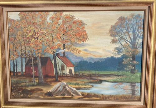 Oil canvas vintage naive - canvas,,