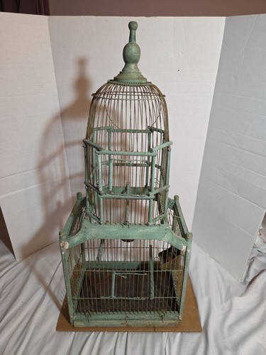 Vtg victorian bird cage - cage, wood