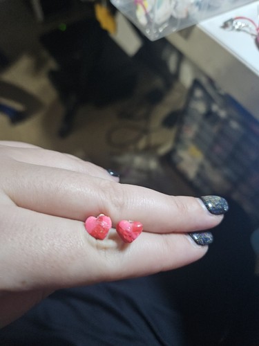 Polymer clay heart earrings - polymer,