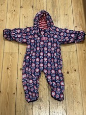 Jojo Maman Bébé Girls Hooded Splash Suit Navy Flower, 12-18 Months