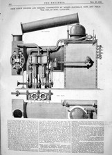 Old Print Twin Screw Engines Boilers Maudslay Field Half Plan Ships 1866 19th