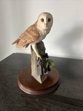 Border Fine Art Barn Owl 1989 by Ayres On wooden Stand signed