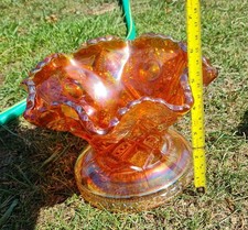 carnival glass bowl Punch bowl  marigold  hobstar vintage piece no chips 