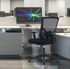 Vienna Office Chair with Lumbar Support Black Mesh Computer Desk Chair with Arms